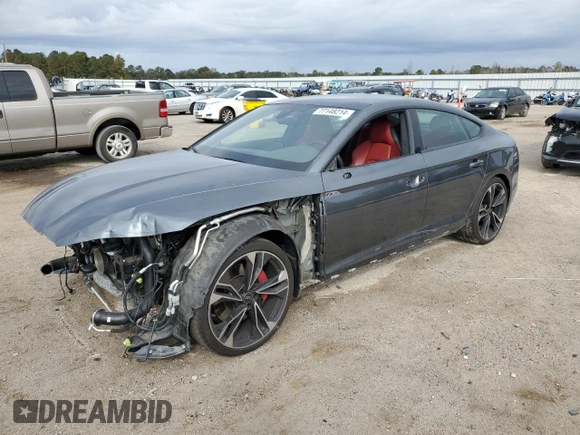 2023 Audi S5 Sportback Premium Plus z VIN WAUC4CF51PA050350, wystawiony jako Copart lot #77148214 z przebiegiem 32 237 mil mil oraz Szkoda całkowita • Salvage title. Historia ofert i sprzedaży dostępna na DreamBid. Obrazek 1.
