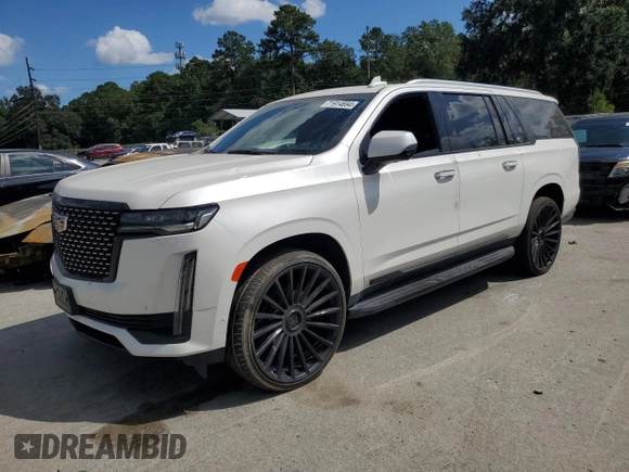 2021 Cadillac Escalade z VIN 1GYS3KKL5MR228333, wystawiony jako Copart lot #71914694 z przebiegiem Nie podano mil oraz Szkoda całkowita • Salvage title. Historia ofert i sprzedaży dostępna na DreamBid. Obrazek 1.