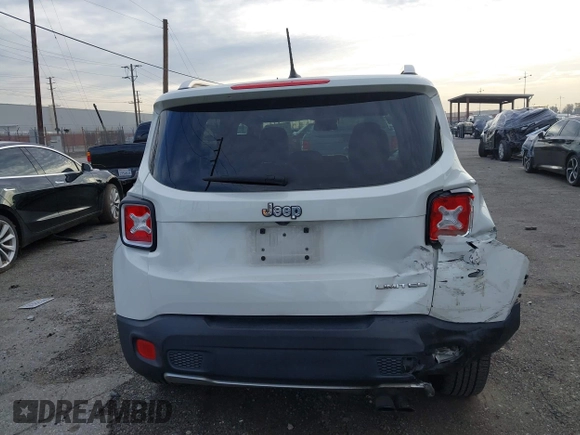 2017 Jeep Renegade Limited with VIN ZACCJADB5HPF68004, listed as a IAAI auction lot 41789333 with 108,425 mi miles and . Bid and sale history available at DreamBid. Image 16.