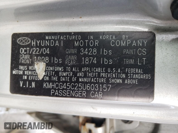 2005 Hyundai Accent GLS with VIN KMHCG45C25U603157, listed as a Copart auction lot 71985824 with 110,124 mi miles and Clean Title. Bid and sale history available at carsss.com. Image 12.