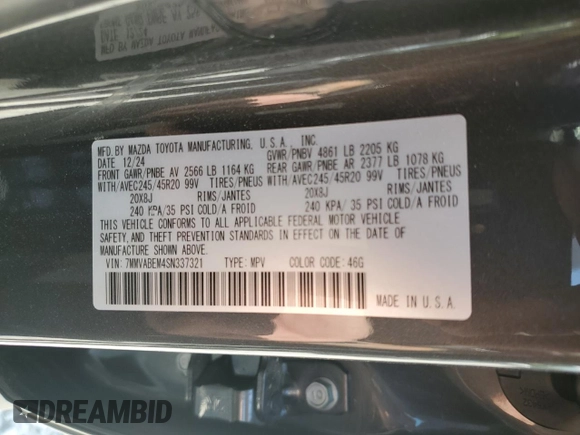 2025 Mazda CX-50 S Premium Plus with VIN 7MMVABEM4SN337321, listed as a Copart auction lot 53494665 with 4,919 mi miles and Salvage title. Bid and sale history available at DreamBid. Image 13.