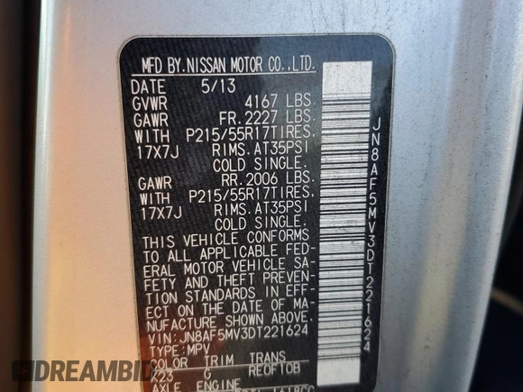 2013 Nissan Juke SV with VIN JN8AF5MV3DT221624, listed as a Copart auction lot 84809294 with 0 mi miles and Salvage Title. Bid and sale history available at carsss.com. Image 16.