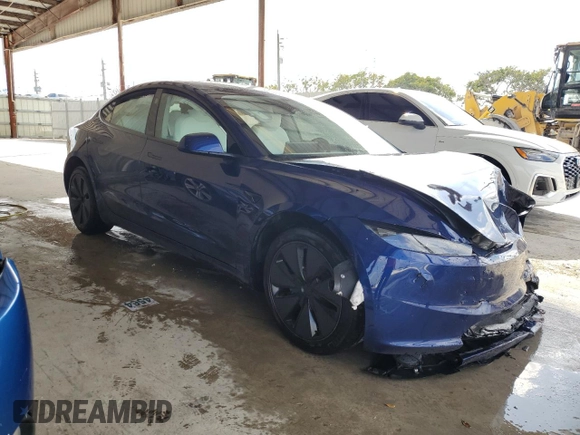 2025 Tesla Model 3 Long Range with VIN 5YJ3E1EA8SF903698, listed as a Copart auction lot 47737195 with 3,513 mi miles and Salvage Title. Bid and sale history available at carsss.com. Image 4.