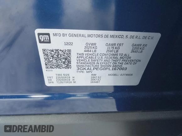2023 GMC Terrain SLT z VIN 3GKALPEG0PL167003, wystawiony jako IAAI lot #42155979 z przebiegiem 42 120 mil mil oraz . Historia ofert i sprzedaży dostępna na DreamBid. Obrazek 9.