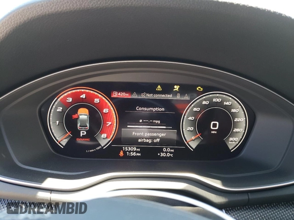 2021 Audi SQ5 Premium Plus with VIN WA1B4AFY7M2032061, listed as a Copart auction lot 59456094 with 15,309 mi miles and Salvage Title. Bid and sale history available at DreamBid. Image 9.