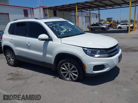 2017 Volkswagen Tiguan Wolfsburg Edition with VIN WVGRV7AX4HW502964, listed as a IAAI auction lot 42538054 with 104,530 mi miles and . Bid and sale history available at DreamBid. Image 1.