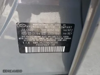 2022 Hyundai Sonata Limited with VIN KMHL34J25NA246390, listed as a Copart auction lot 48246005 with 33,781 mi miles and Salvage Title. Bid and sale history available at carsss.com. Image 12.