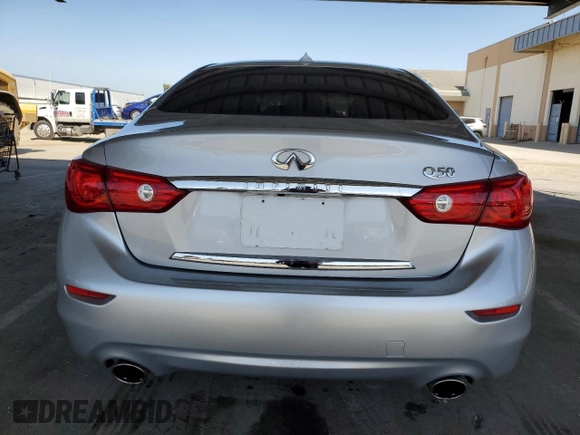 2015 Infiniti Q50 Premium with VIN JN1BV7AP1FM345184, listed as a Copart auction lot 54217045 with 47,638 mi miles and Salvage title. Bid and sale history available at DreamBid. Image 6.