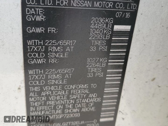 2016 Nissan Rogue SV with VIN KNMAT2MT1GP723093, listed as a Copart auction lot 42909205 with 140,019 mi miles and Salvage Title. Bid and sale history available at carsss.com. Image 14.