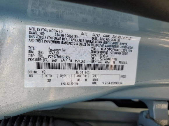2013 Ford Focus Electric z VIN 1FADP3R44DL251179, wystawiony jako Copart lot #56572595 z przebiegiem 49 705 mil mil oraz Czysty tytuł • Clean title. Historia ofert i sprzedaży dostępna na DreamBid. Obrazek 12.