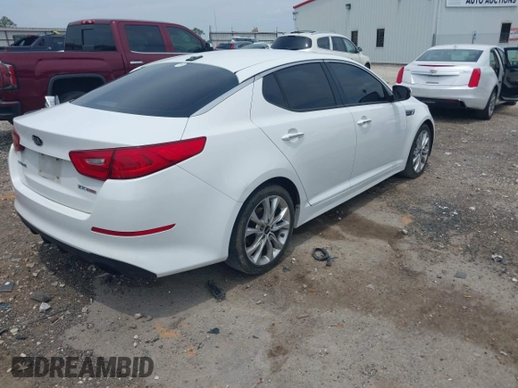 2015 Kia Optima SX Turbo with VIN 5XXGR4A61FG438242, listed as a IAAI auction lot 42344818 with 157,098 mi miles and . Bid and sale history available at DreamBid. Image 4.
