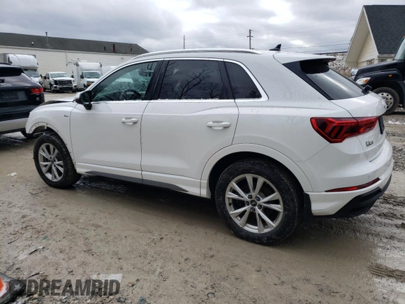 2023 Audi Q3 S line Premium z VIN WA1DECF30P1050210, wystawiony jako Copart lot #47090485 z przebiegiem 47 076 mil mil oraz Szkody całkowita. Historia ofert i sprzedaży dostępna na DreamBid. Obrazek 2.