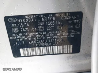 2015 Hyundai Sonata Hybrid Limited with VIN KMHEC4A40FA124788, listed as a IAAI auction lot 41936920 with 112,002 mi miles. Bid and sale history available at carsss.com. Image 9.