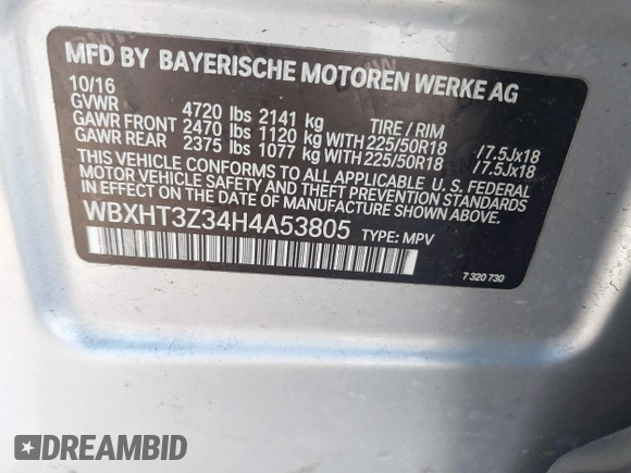 2017 BMW X1 xDrive28i z VIN WBXHT3Z34H4A53805, wystawiony jako IAAI lot #40682476 z przebiegiem 225 253 mil mil oraz . Historia ofert i sprzedaży dostępna na DreamBid. Obrazek 9.