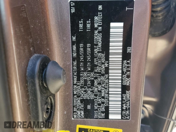 2018 Toyota Highlander Limited with VIN 5TDYZRFH0JS238746, listed as a Copart auction lot 46873115 with 110,587 mi miles and Salvage title. Bid and sale history available at DreamBid. Image 15.