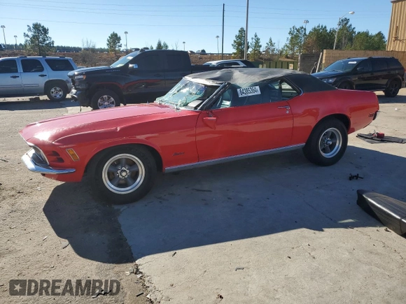 1970 Ford Mustang с VIN 0T01F165510, выставлен на аукционе Copart как лот 84385364 с пробегом 42 907 миль миль и Списание • Salvage title. История ставок и продаж доступна на DreamBid. Изображение 1.