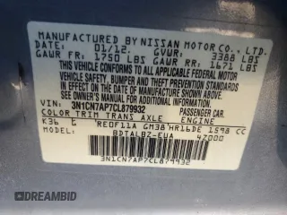 2012 Nissan Versa SL with VIN 3N1CN7AP7CL879932, listed as a Copart auction lot 49786205 with 138,077 mi miles and Salvage Title. Bid and sale history available at carsss.com. Image 12.