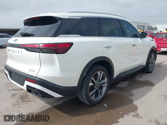 2023 Infiniti QX60 Luxe with VIN 5N1DL1FS0PC356315, listed as a IAAI auction lot 42177668 with 30,690 mi miles and . Bid and sale history available at DreamBid. Image 4.