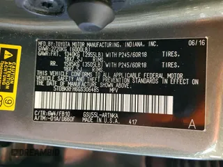 2016 Toyota Highlander LE z VIN 5TDBKRFH6GS306485, wystawiony jako Copart lot #56732295 z przebiegiem 146 221 mil mil oraz Szkoda całkowita • Salvage title. Historia ofert i sprzedaży dostępna na DreamBid. Obrazek 14.