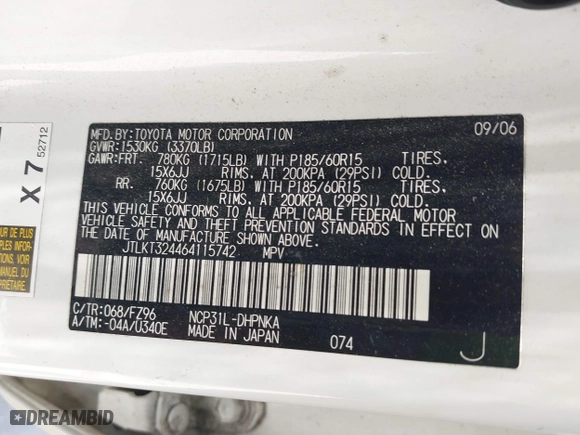 2006 Scion xB with VIN JTLKT324464115742, listed as a IAAI auction lot 42017397 with 203,140 mi miles. Bid and sale history available at carsss.com. Image 9.