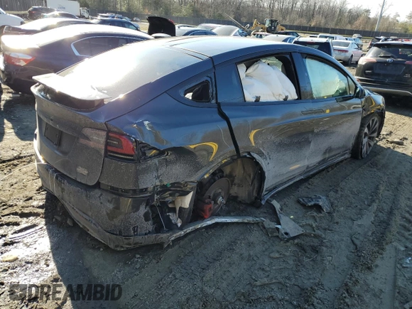 2024 Tesla Model X Plaid with VIN 7SAXCBE61RF448716, listed as a Copart auction lot 42599075 with Not Provided miles and Salvage Title. Bid and sale history available at DreamBid. Image 3.