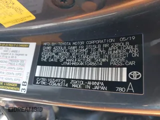 2019 Toyota C-HR XLE with VIN JTNKHMBX4K1048614, listed as a IAAI auction lot 41800696 with 78,191 mi miles. Bid and sale history available at carsss.com. Image 9.