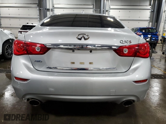 2015 Infiniti Q50 Premium with VIN JN1BV7AR7FM396562, listed as a Copart auction lot 52698765 with 103,824 mi miles and Salvage Title. Bid and sale history available at carsss.com. Image 6.