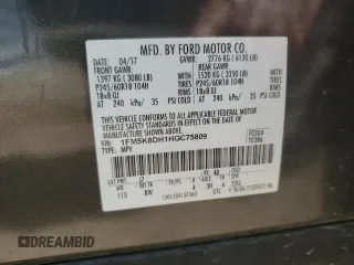 2017 Ford Explorer XLT z VIN 1FM5K8DH1HGC75809, wystawiony jako Copart lot #59673915 z przebiegiem 148 154 mil mil oraz Szkoda całkowita • Salvage title. Historia ofert i sprzedaży dostępna na DreamBid. Obrazek 13.