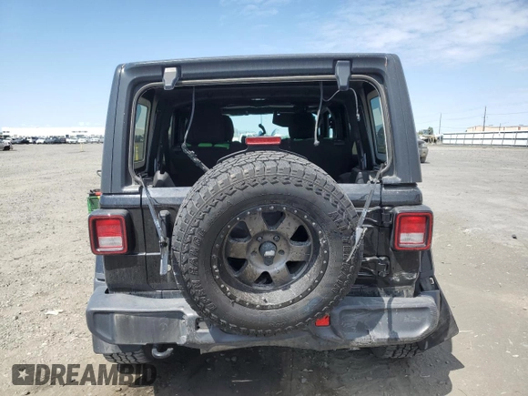 2020 Jeep Wrangler Unlimited Sahara with VIN 1C4HJXEG3LW145470, listed as a Copart auction lot 59386005 with 47,838 mi miles and Salvage title. Bid and sale history available at DreamBid. Image 6.