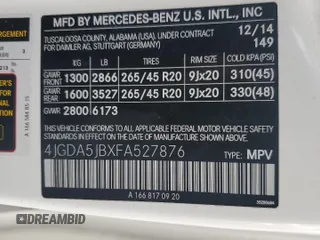 2015 Mercedes-Benz M 350 z VIN 4JGDA5JBXFA527876, wystawiony jako Copart lot #52631565 z przebiegiem 178 818 mil mil oraz Szkoda całkowita • Salvage title. Historia ofert i sprzedaży dostępna na DreamBid. Obrazek 14.