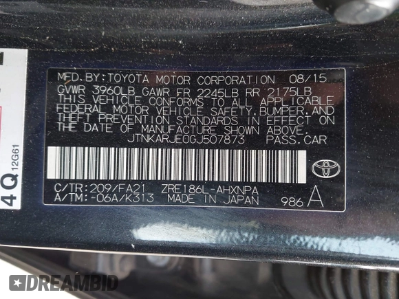 2016 Scion iM with VIN JTNKARJE0GJ507873, listed as a IAAI auction lot 42140717 with 152,554 mi miles. Bid and sale history available at carsss.com. Image 9.
