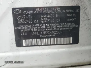 2012 Hyundai Sonata Limited with VIN 5NPEC4AB2CH402081, listed as a Copart auction lot 44900615 with 146,239 mi miles and Clean Title. Bid and sale history available at DreamBid. Image 12.