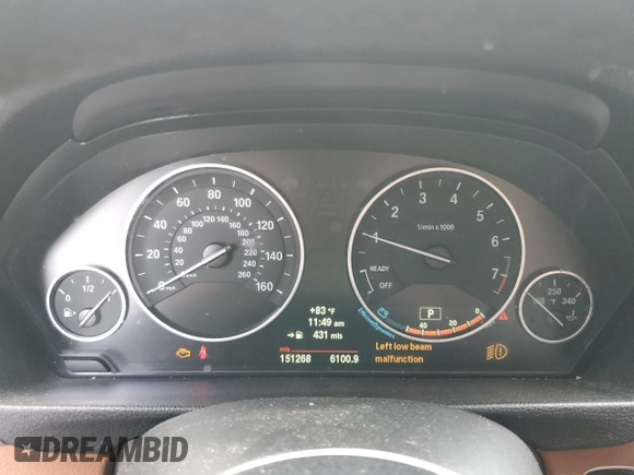 2013 BMW 3 Series 328i with VIN WBA3A5C57DF357884, listed as a Copart auction lot 56098545 with 151,268 mi miles and Salvage title. Bid and sale history available at DreamBid. Image 9.