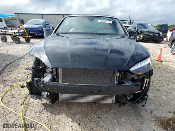 2024 Audi A5 Cabriolet S line Premium Plus with VIN WAU4AGF50RN003178, listed as a Copart auction lot 70763674 with NaN miles and Salvage Title. Bid and sale history available at carsss.com. Image 5.