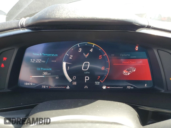 2022 Chevrolet Corvette 1LT with VIN 1G1YA2D49N5103512, listed as a Copart auction lot 54612185 with 18,479 mi miles and Salvage title. Bid and sale history available at DreamBid. Image 9.