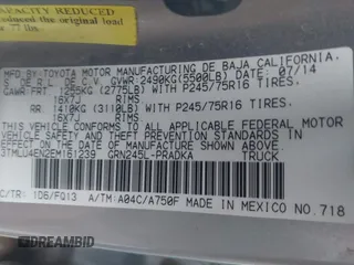 2014 Toyota Tacoma with VIN 3TMLU4EN2EM161239, listed as a IAAI auction lot 41536944 with 136,299 mi miles. Bid and sale history available at carsss.com. Image 9.