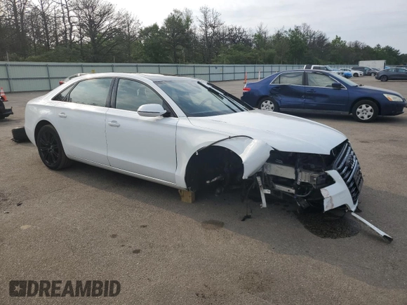2013 Audi A8 3.0L with VIN WAURGAFD2DN019125, listed as a Copart auction lot 60959515 with 76,585 mi miles and Salvage title. Bid and sale history available at DreamBid. Image 4.