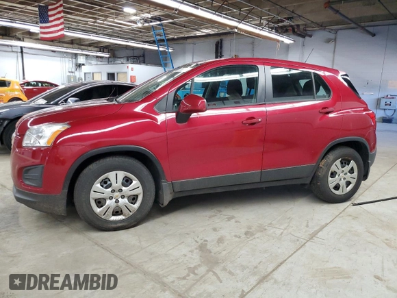 2015 Chevrolet Trax LS with VIN KL7CJKSB9FB120216, listed as a Copart auction lot 52504455 with 97,192 mi miles and Clean Title. Bid and sale history available at carsss.com. Image 1.