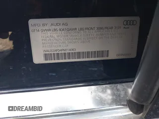 2015 Audi A8 L 4.0T with VIN WAU32AFD4FN014063, listed as a IAAI auction lot 41501970 with 158,570 mi miles. Bid and sale history available at carsss.com. Image 9.