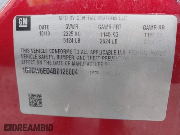 2011 Cadillac STS RWD with VIN 1G6DW6ED4B0128004, listed as a IAAI auction lot 41664631 with 546,850 mi miles and . Bid and sale history available at carsss.com. Image 9.