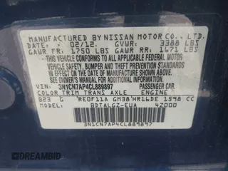 2012 Nissan Versa SL with VIN 3N1CN7AP4CL889897, listed as a IAAI auction lot 40975712 with 115,500 mi miles. Bid and sale history available at carsss.com. Image 9.