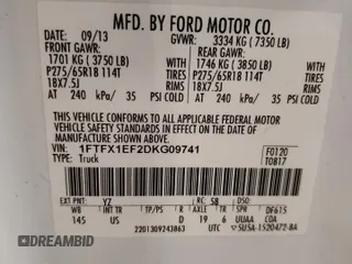 2013 Ford F-150 XL with VIN 1FTFX1EF2DKG09741, listed as a Copart auction lot 61973075 with 339,400 mi miles and Clean title. Bid and sale history available at DreamBid. Image 12.