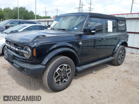 2024 Ford Bronco Outer Banks with VIN 1FMEE8BP5RLA45717, listed as a IAAI auction lot 42281416 with 7,378 mi miles and . Bid and sale history available at DreamBid. Image 2.