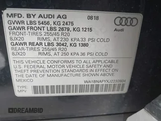2018 Audi Q5 Premium Plus z VIN WA1BNAFYXJ2232604, wystawiony jako IAAI lot #42340246 z przebiegiem 97 708 mil mil oraz . Historia ofert i sprzedaży dostępna na DreamBid. Obrazek 9.