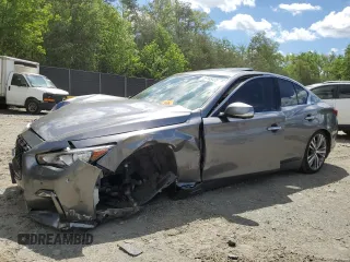 2021 Infiniti Q50 Signature Edition z VIN JN1EV7CR0MM750140, wystawiony jako Copart lot #56148435 z przebiegiem 79 365 mil mil oraz Szkoda całkowita • Salvage title. Historia ofert i sprzedaży dostępna na DreamBid. Obrazek 1.