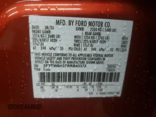 2024 Ford Maverick XLT z VIN 3FTTW8H37RRB43372, wystawiony jako Copart lot #83797624 z przebiegiem 496 mil mil oraz Szkoda całkowita • Salvage title. Historia ofert i sprzedaży dostępna na DreamBid. Obrazek 14.