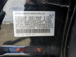 2020 Acura ILX Premium with VIN 19UDE2F7XLA007198, listed as a Copart auction lot 52932825 with 48,918 mi miles and Salvage title. Bid and sale history available at DreamBid. Image 12.