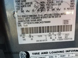 2012 Ford F-150 XL z VIN 1FTEW1CM8CKD78889, wystawiony jako Copart lot #50424795 z przebiegiem 236 393 mil mil oraz Szkoda całkowita • Salvage title. Historia ofert i sprzedaży dostępna na DreamBid. Obrazek 12.