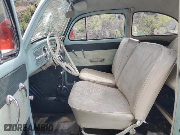 1964 Volkswagen Beetle with VIN 6441255, listed as a Copart auction lot 56974525 with 2,403 mi miles and Salvage title. Bid and sale history available at DreamBid. Image 7.