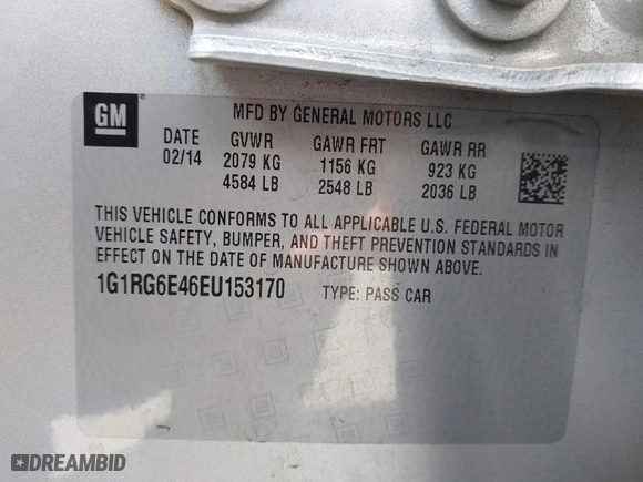 2014 Chevrolet Volt with VIN 1G1RG6E46EU153170, listed as a IAAI auction lot 41702920 with 74,577 mi miles. Bid and sale history available at carsss.com. Image 9.